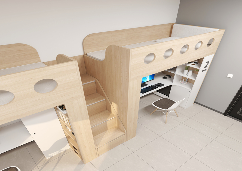 4-person bunk bed in dormitory (plastic board)