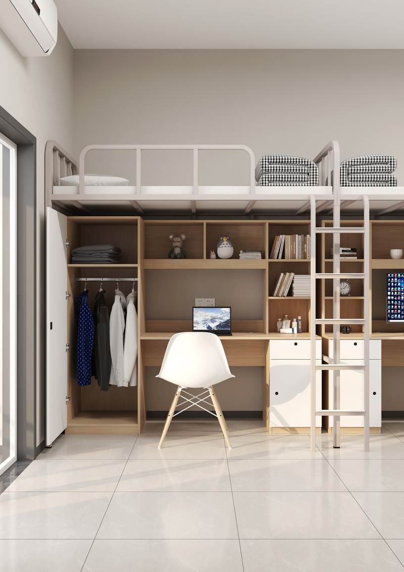 Upper bunk and lower cabinet (steel frame)