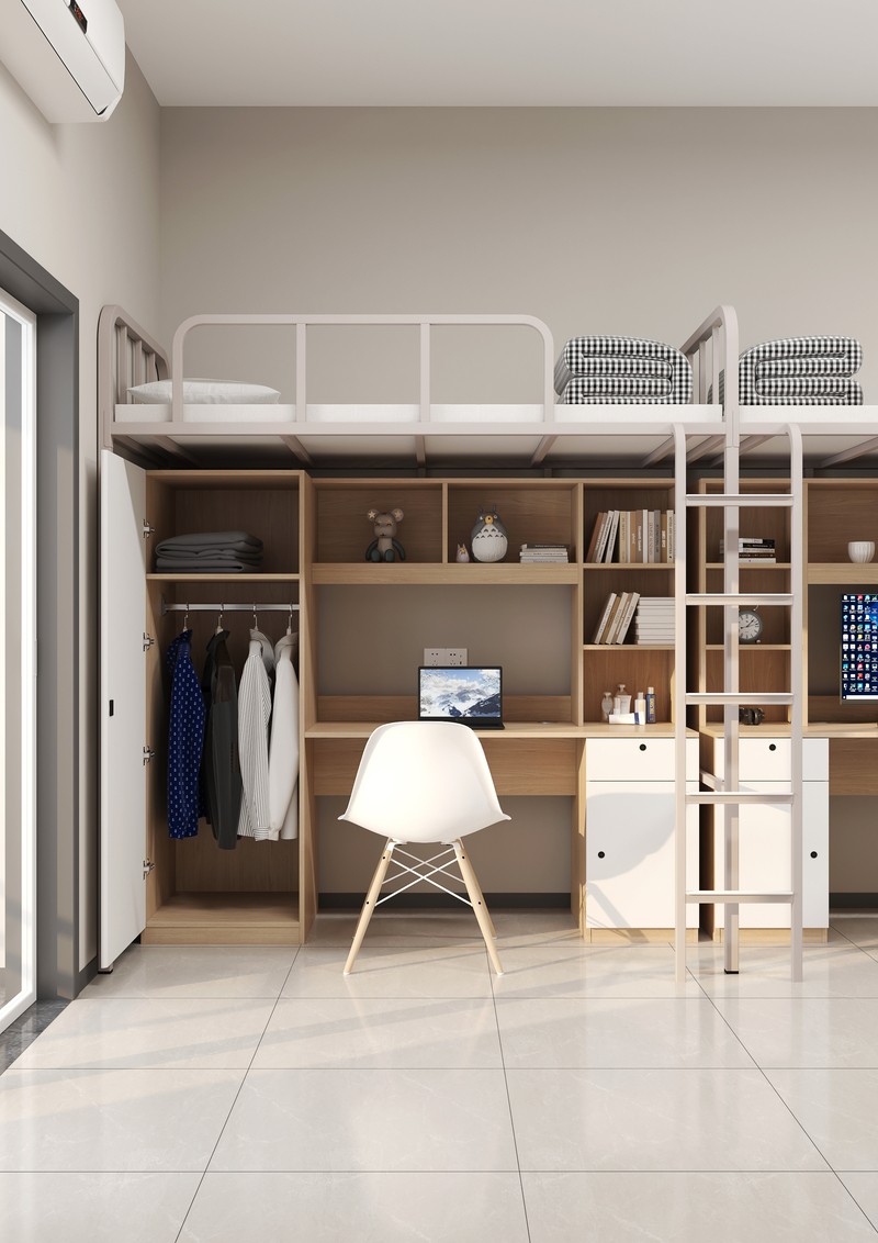 Upper bunk and lower cabinet (steel frame)