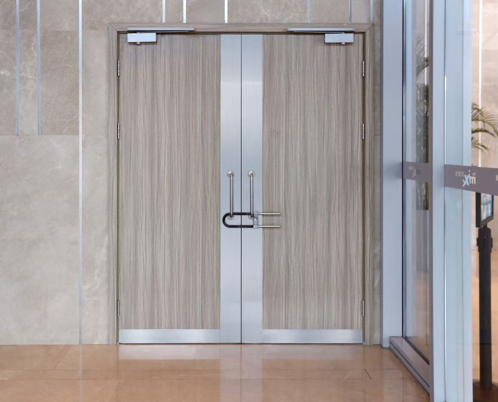 Custom wood-finish commercial doors