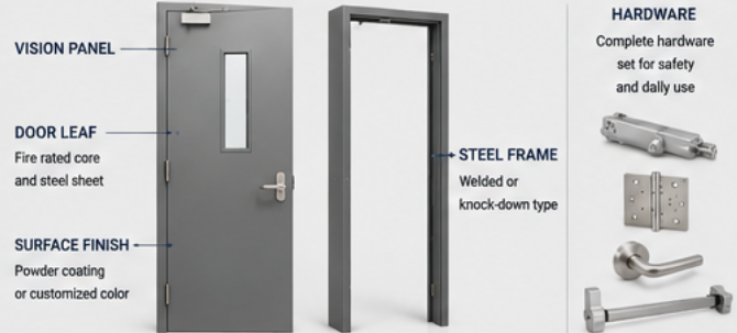 fire rated door with frame