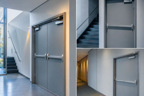 Fire Rated Steel Doors With Panic Bar For Emergency Exit Projects