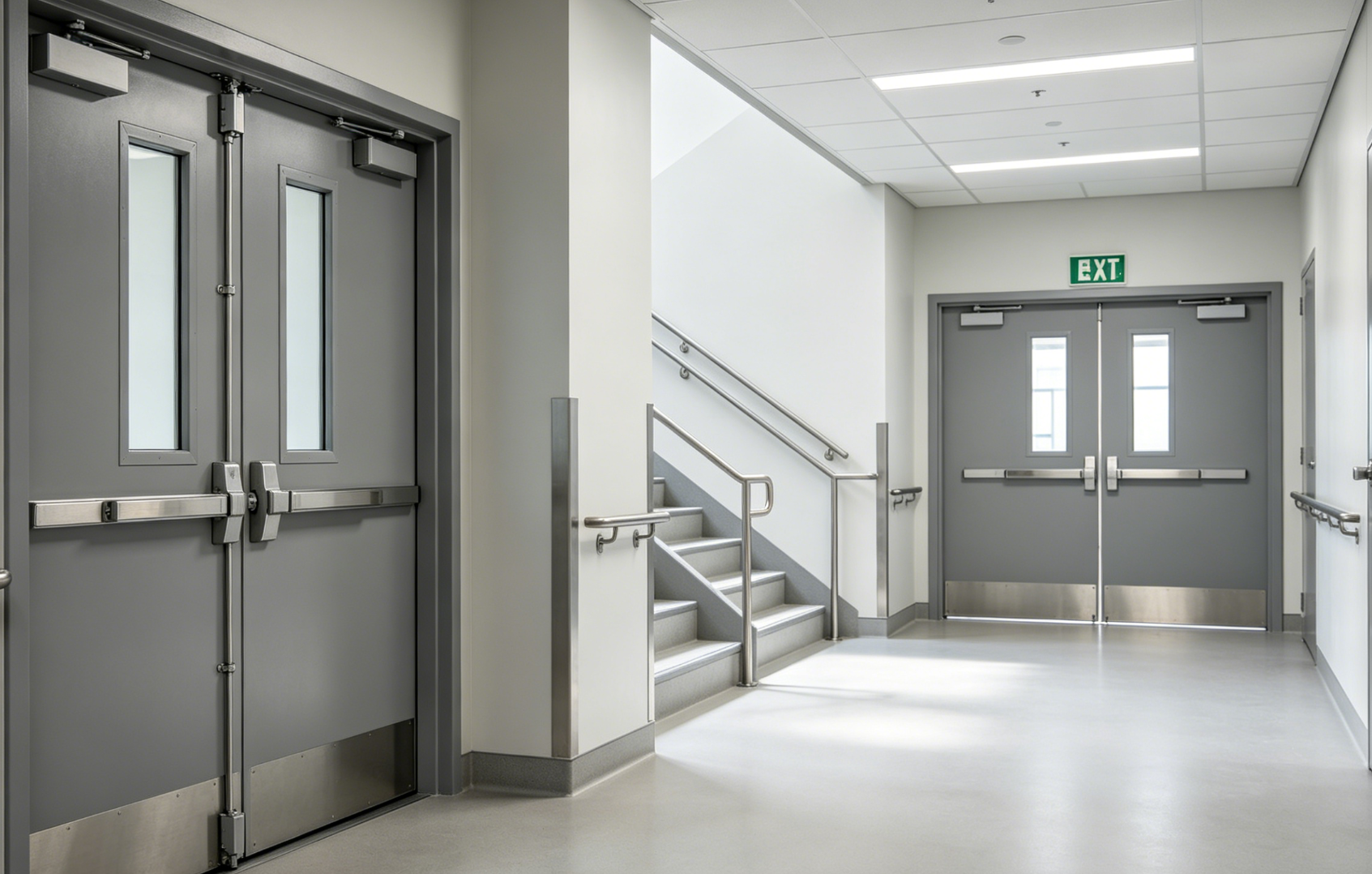 fire exit steel doors with panic bar