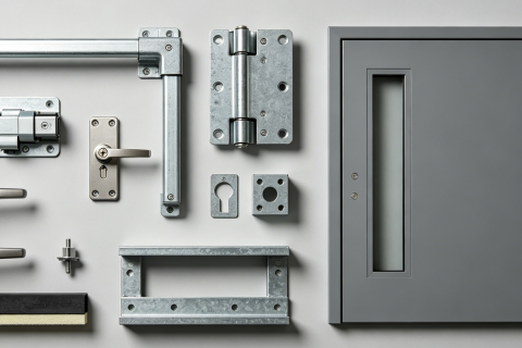 Fire Exit Steel Doors With Panic Bar For School And Hospital Projects