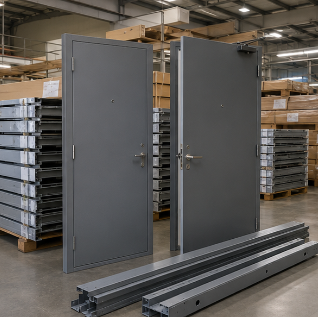 steel fire door with knock down frame