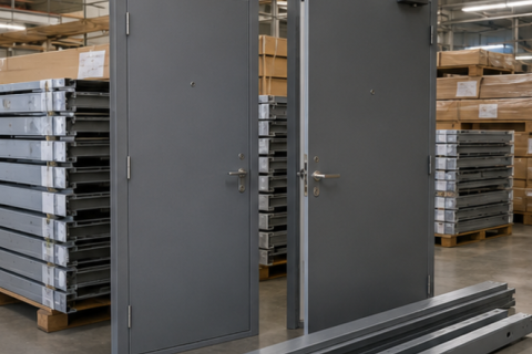 Steel Fire Door With Knock Down Frame For Export Project Orders