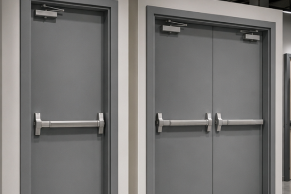 Fire Rated Door With Panic Bar And Door Closer For Emergency Exit Routes