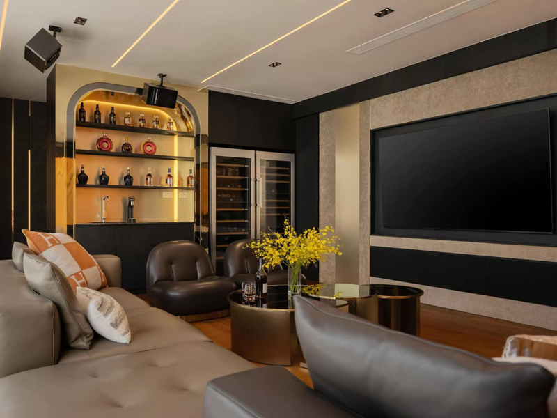 சிங்கப்பூரில் தனியார் வீட்டு வாழ்க்கை அறை அலமாரி வடிவமைப்பு