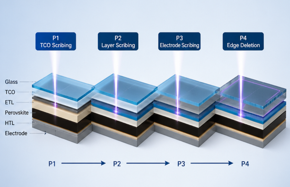 Laser scribing for perovskite solar cells