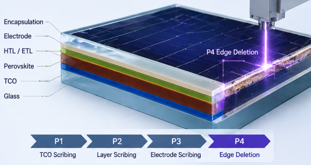 Edge isolation laser scribing perovskite