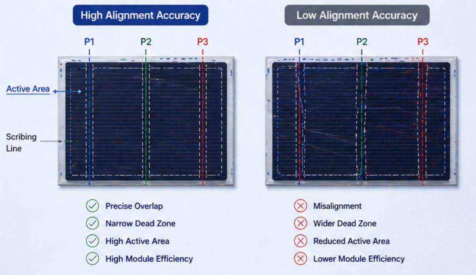 P2 scribe alignment accuracy