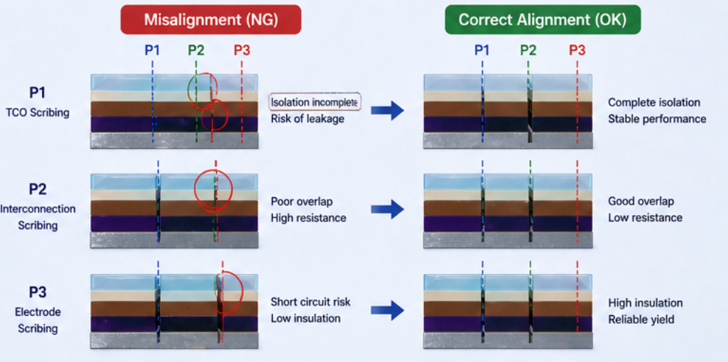 Laser scribing alignment precision