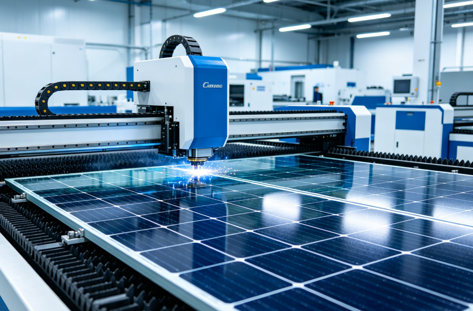 Laser glass cutting machine for solar panels