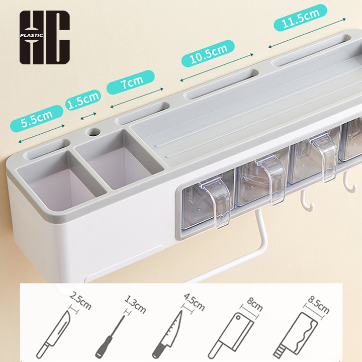 Plastic Kitchen Shelf Wall Mounted Non Perforated