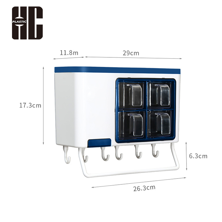 Kitchen Utensil Organizer With Transparent Compartments And Hooks