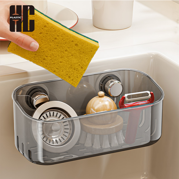 Practical Suction Storage Basket With Drainage Holes