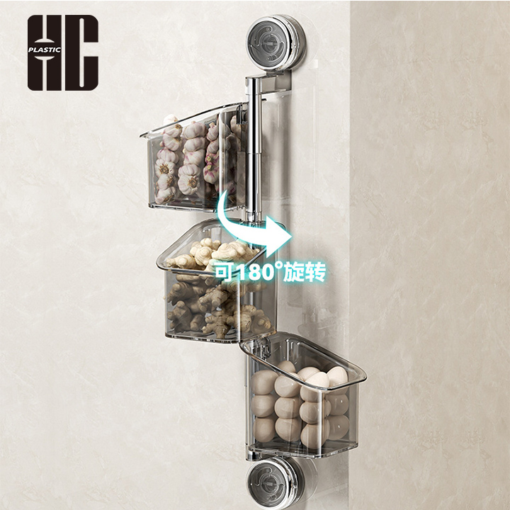 Kitchen Plastic Food Storage Containers Organizer With Rotating Compartments