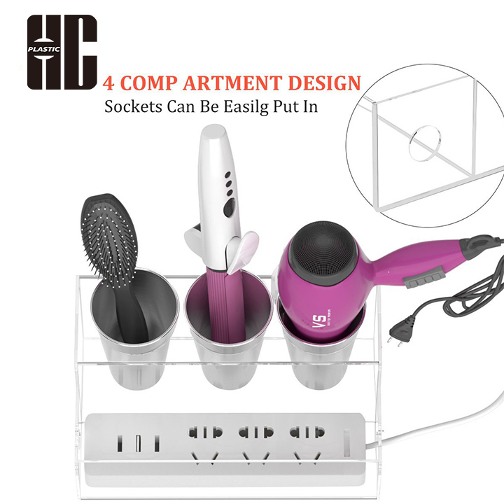 Hair Dryer And Styling Tool Organizer For Bathroom Countertops