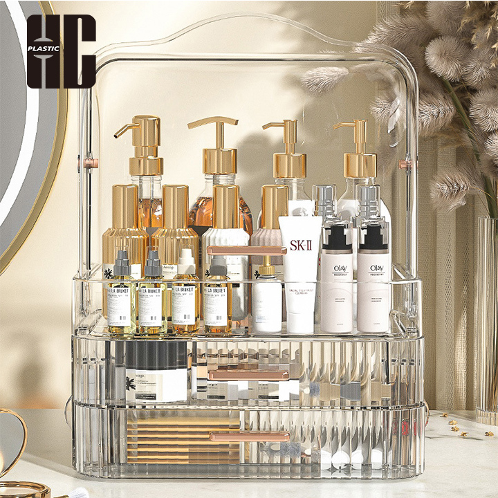 Cosmetic Organizer Box With Multiple Layers And Drawers