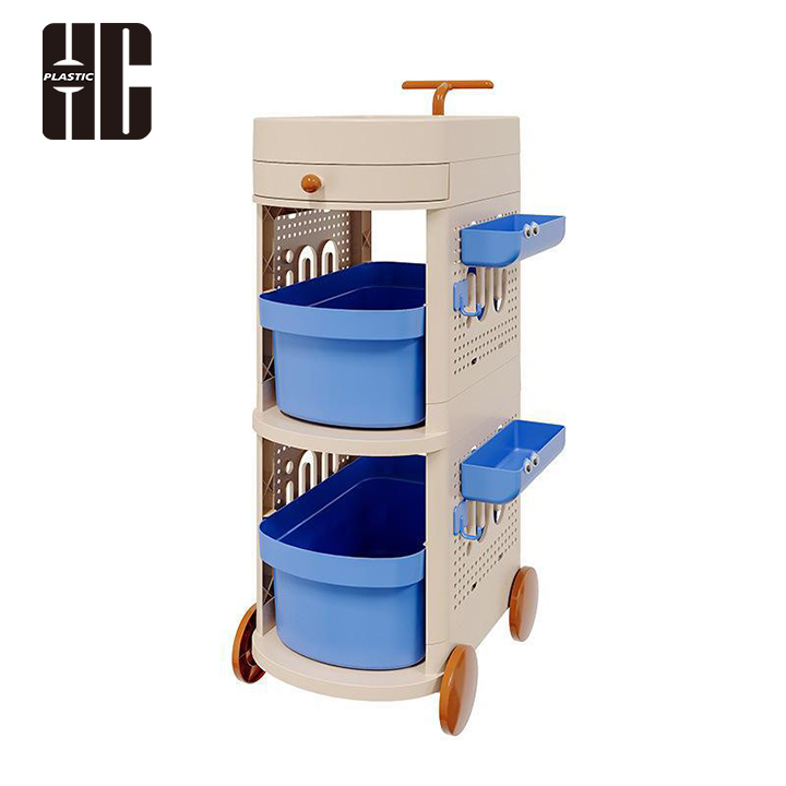 Home Rolling Storage Cart With Drawers And Baskets