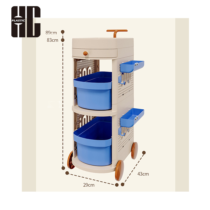 Home Rolling Storage Cart With Drawers And Baskets