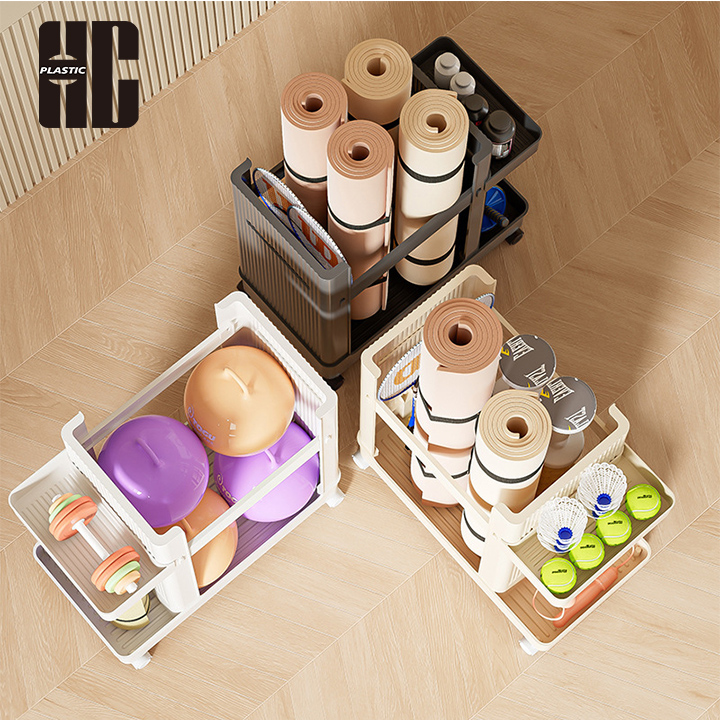 Rolling Plastic Cart For Fitness Equipment Storage