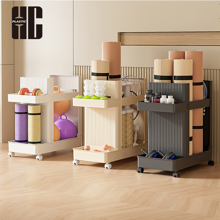Rolling Plastic Cart For Fitness Equipment Storage