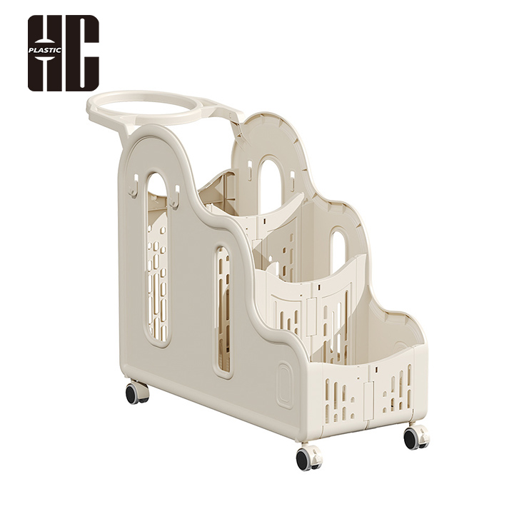 Foldable Rolling Plastic Storage Cart For Fitness Equipment