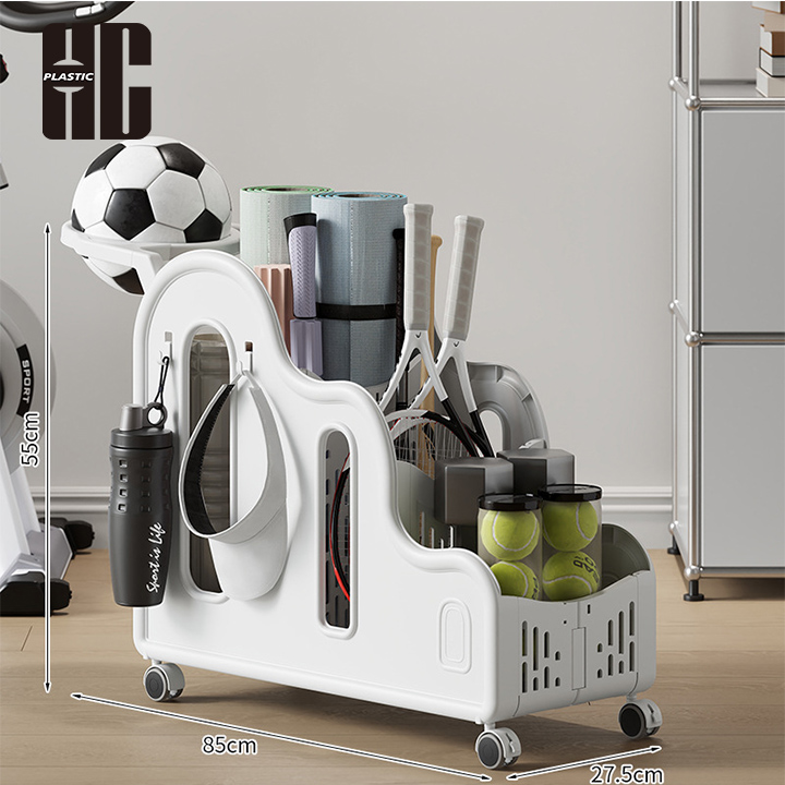 Foldable Rolling Plastic Storage Cart For Fitness Equipment