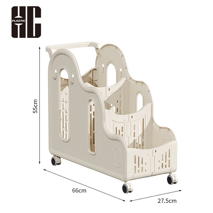 Foldable Rolling Plastic Storage Cart For Fitness Equipment