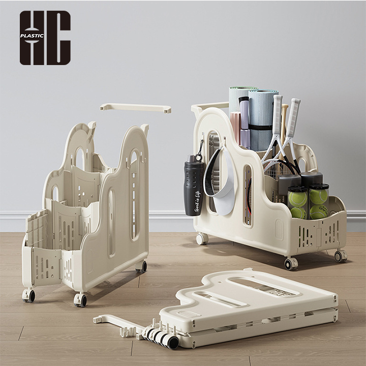 Foldable Rolling Plastic Storage Cart