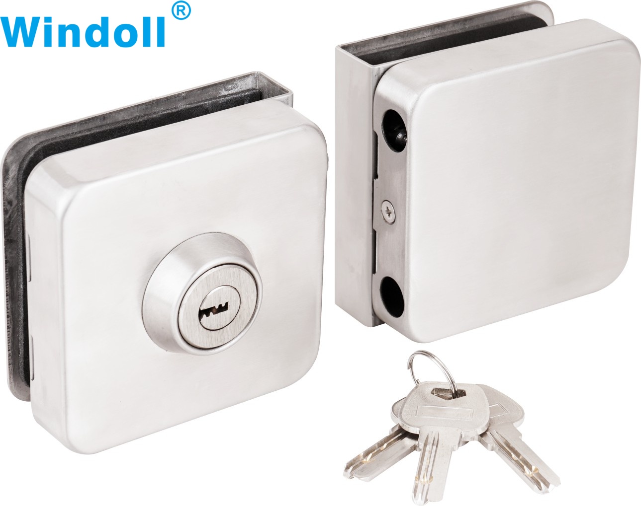 Sliver Stainless Steel Square Double Swing Glass Door Lock Exterior Door Hardware Fittings Glass Accessories