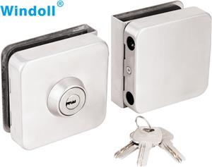 Sliver Stainless Steel Square Double Swing Glass Door Lock Exterior Door Hardware Fittings Glass Accessories