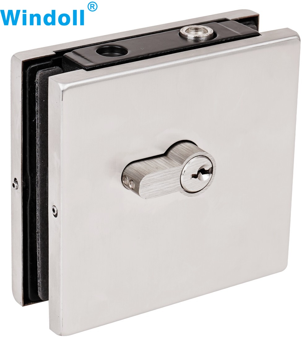 SS304 Aluminium Glass Door Central Square Lock Frameless Office Security Toughened Glass Door Lock
