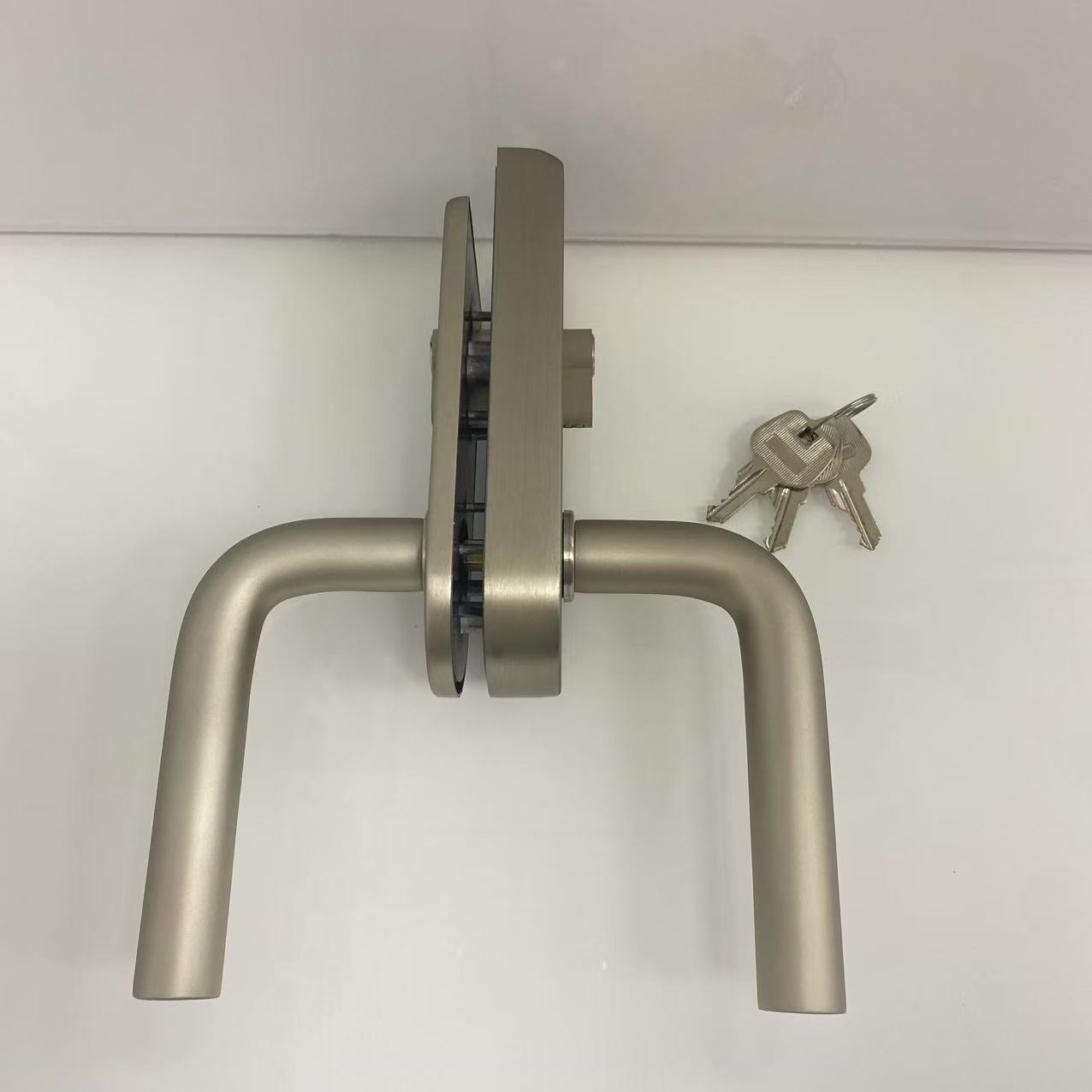 stainless steel square glass door lock handle with keys