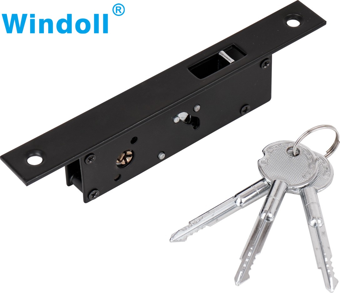Durble Aluminum Alloy Sliding Door Hook Lock Cross-shaped Key Bolt Locks For Framed Glass Door