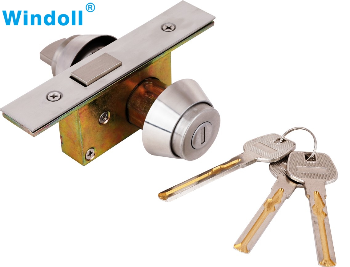 High Security Door Bottom Close Device Stainless Steel Double Key Deadbolt Lock Without Handle for Aluminum Frame Floor