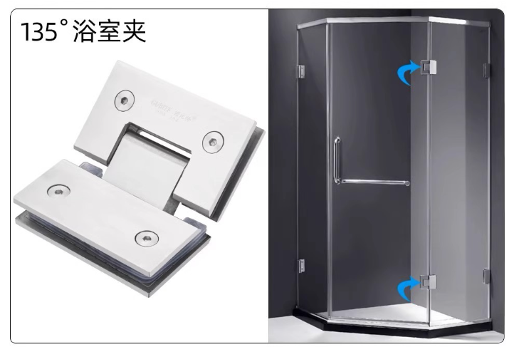 mirror polish glass bathroom hinge