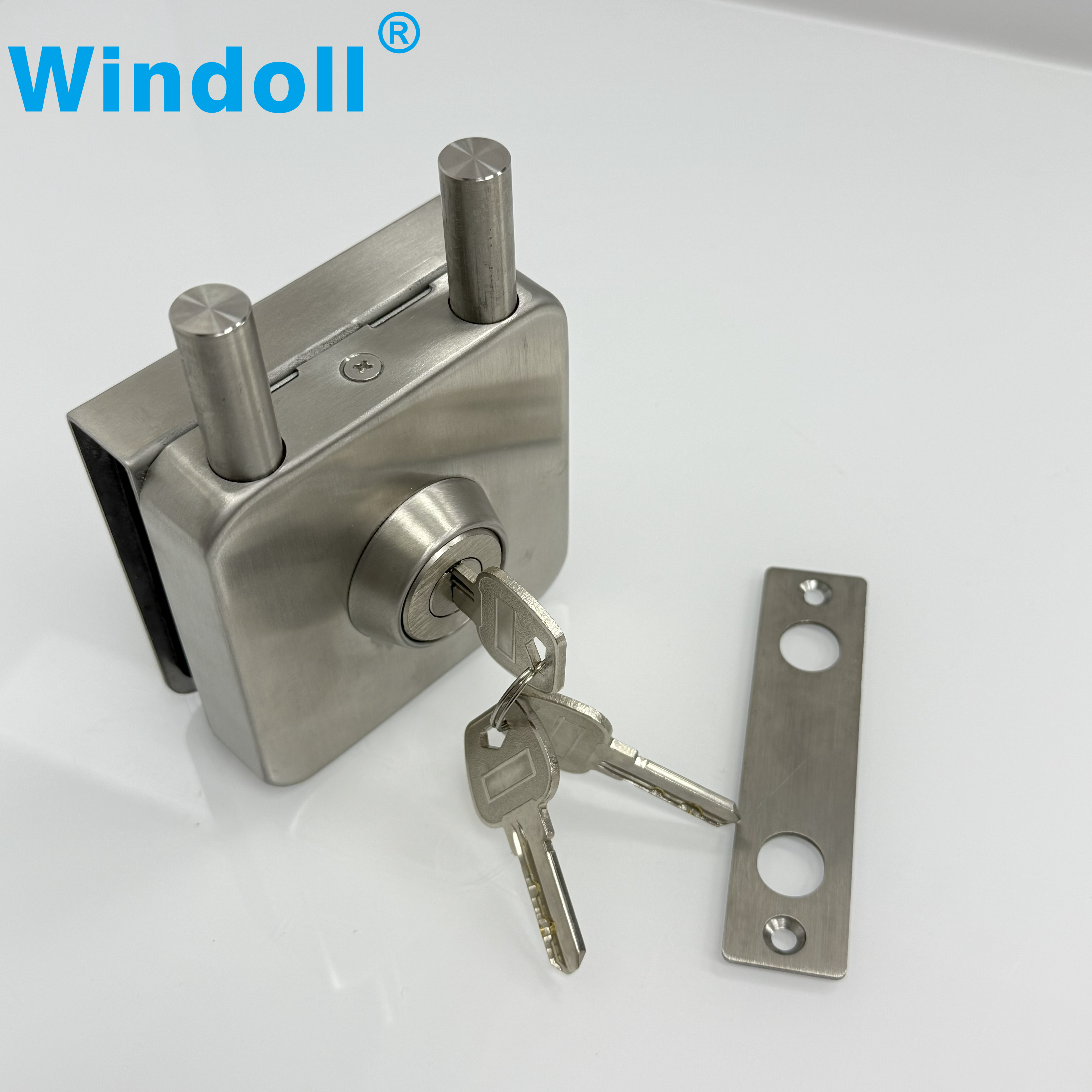 Square Singel Glass Door Lock Brushed Stainless Steel Office Security Frameless Toughened Glass Door Lock Punch Free