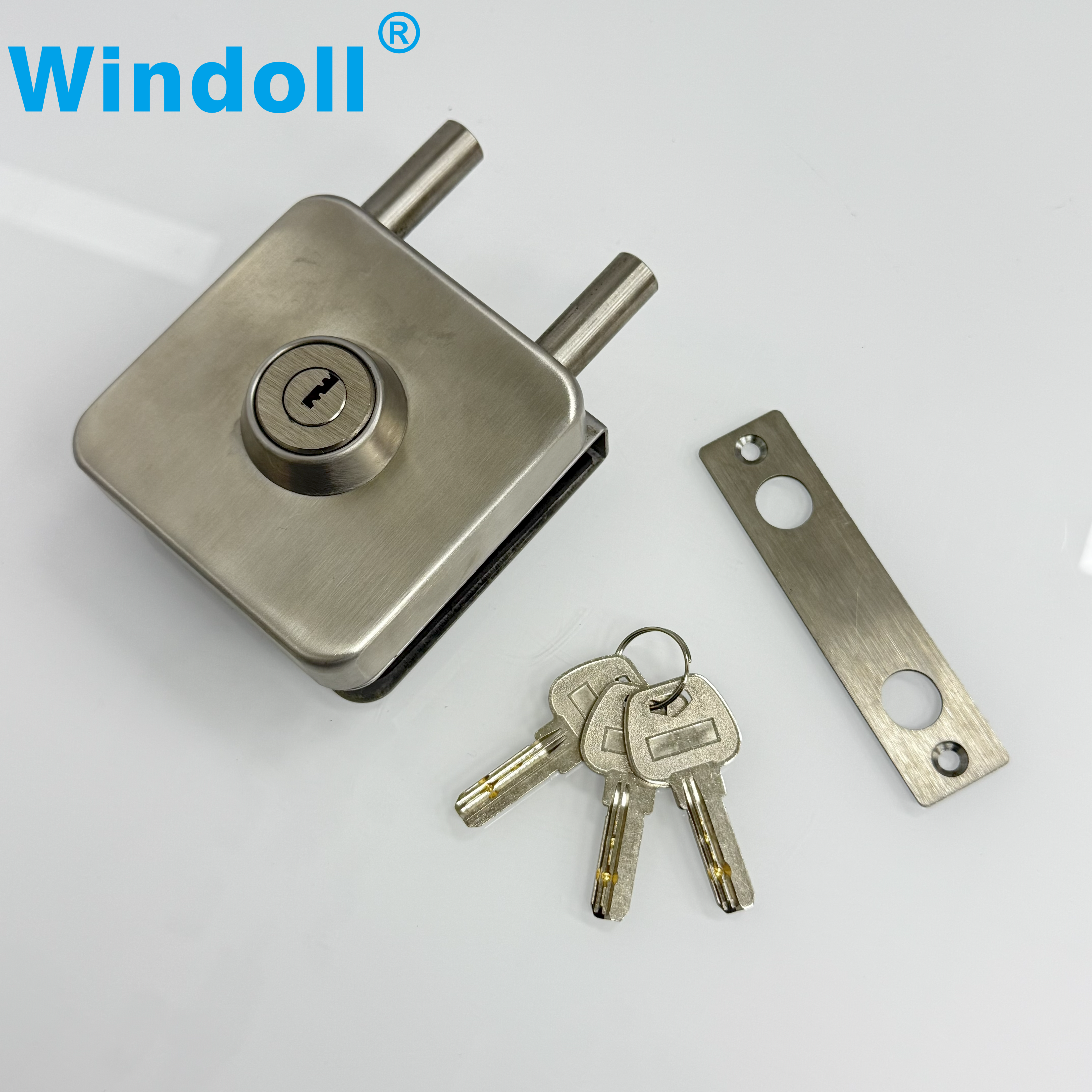 Square Singel Glass Door Lock Brushed Stainless Steel Office Security Frameless Toughened Glass Door Lock Punch Free