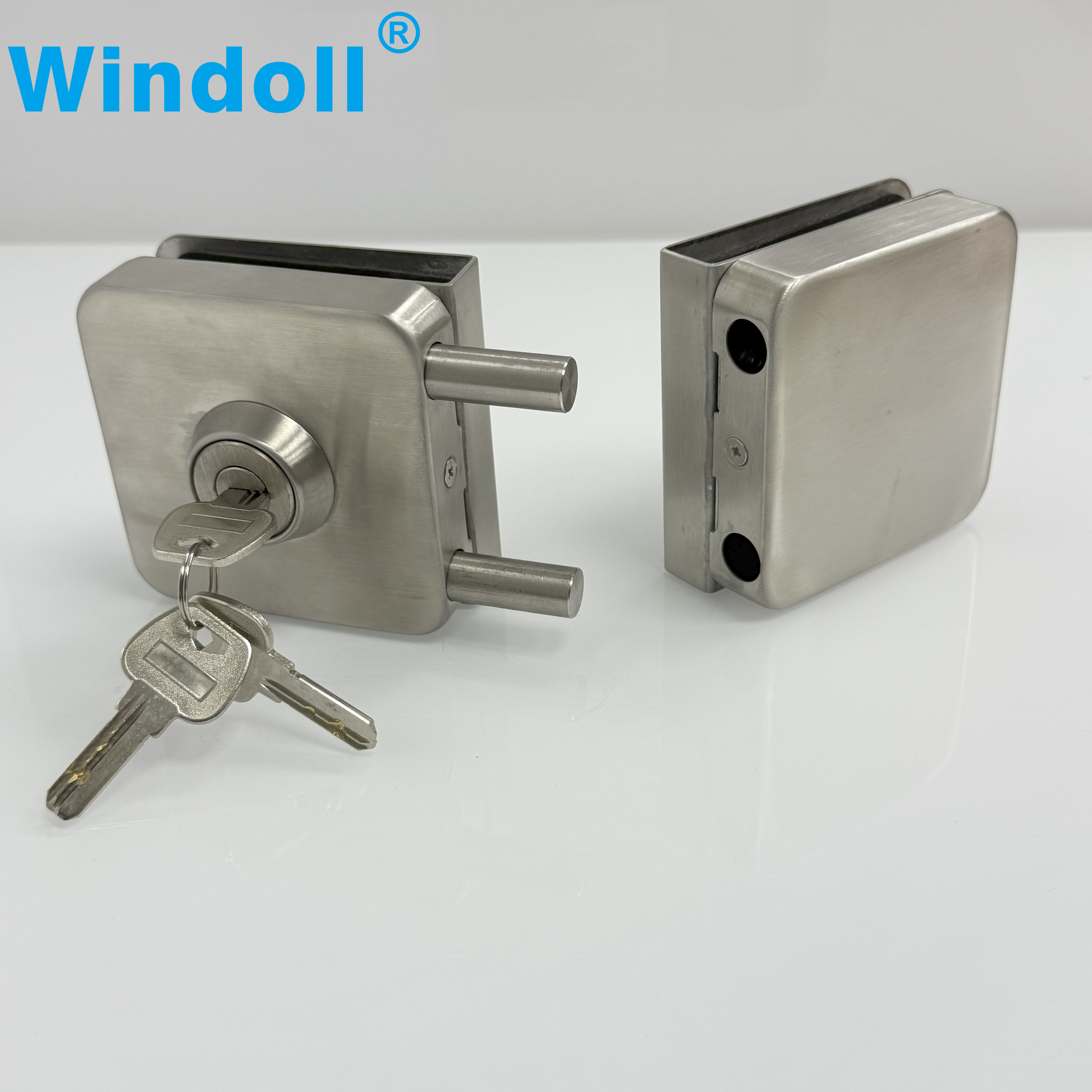 Sliver Stainless Steel Square Double Swing Glass Door Lock Exterior Door Hardware Fittings Glass Accessories