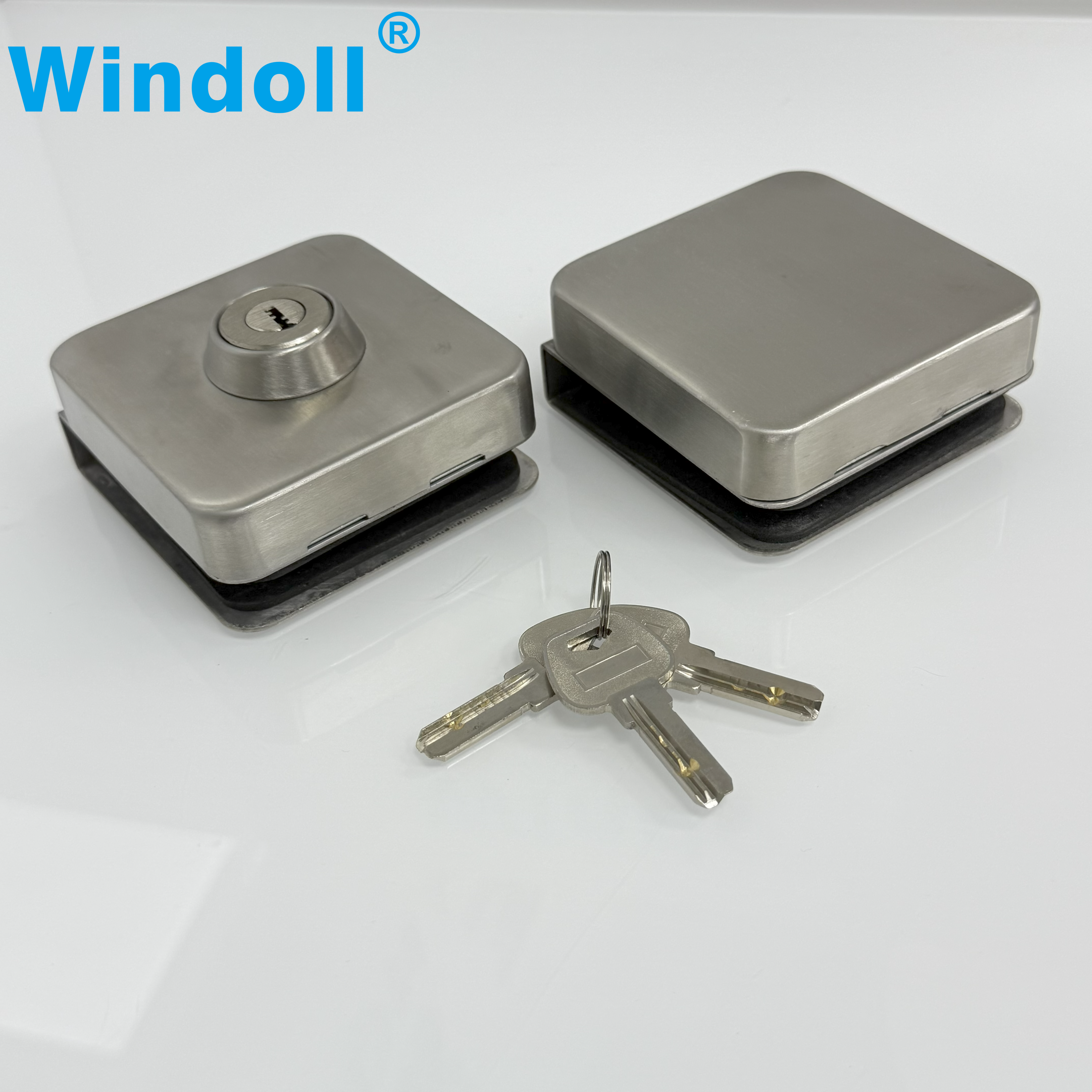 Sliver Stainless Steel Square Double Swing Glass Door Lock Exterior Door Hardware Fittings Glass Accessories