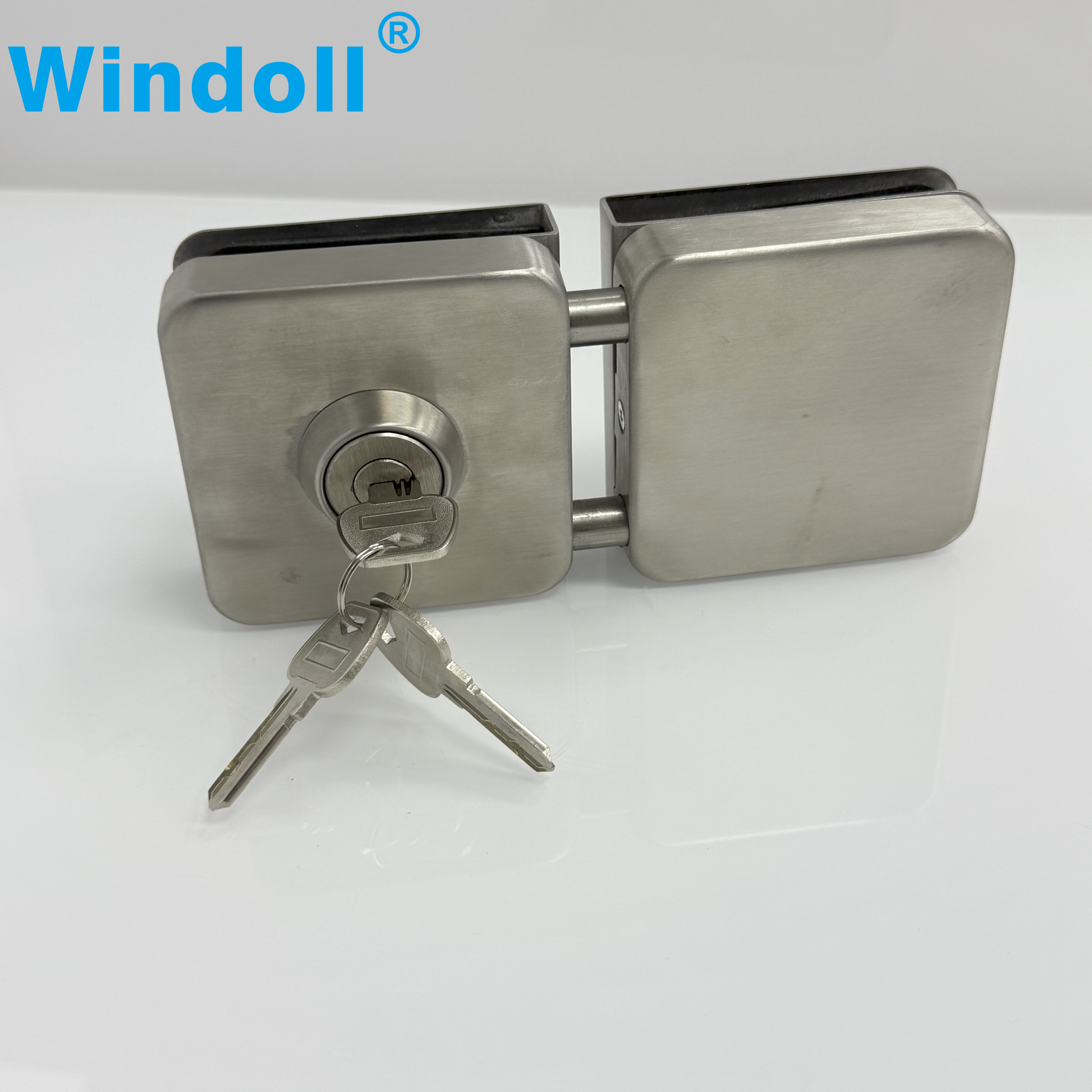 Sliver Stainless Steel Square Double Swing Glass Door Lock Exterior Door Hardware Fittings Glass Accessories