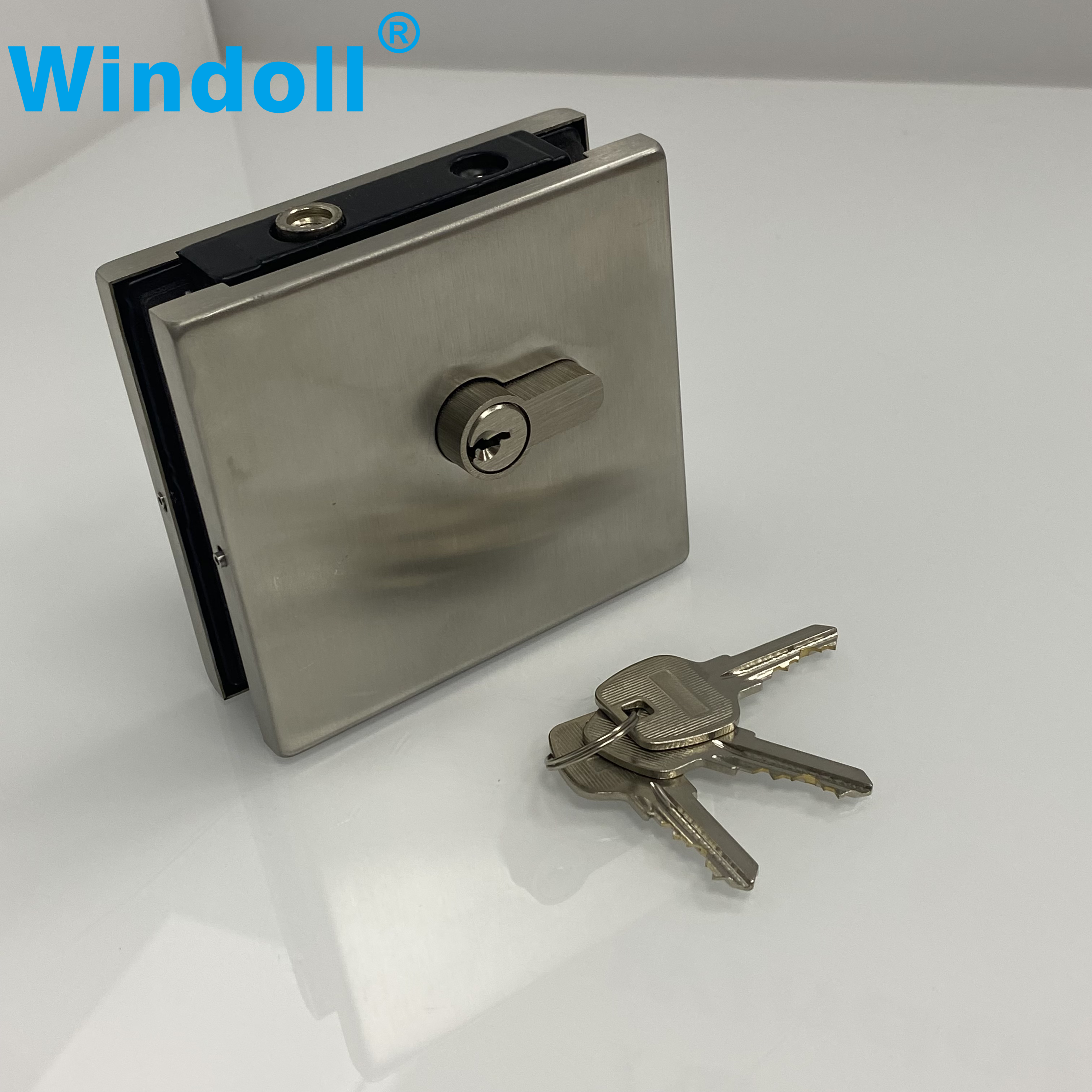 SS304 Aluminium Glass Door Central Square Lock Frameless Office Security Toughened Glass Door Lock