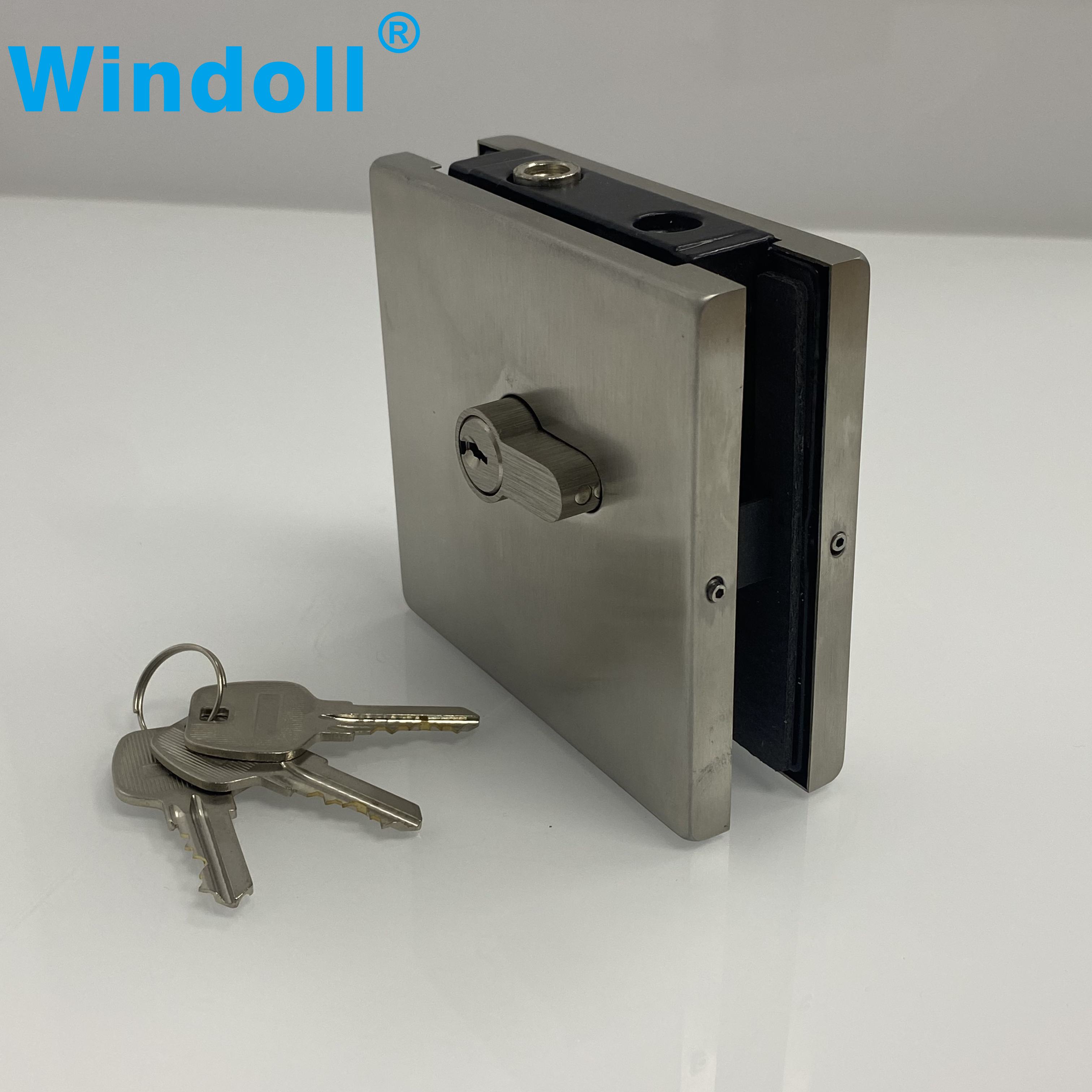 SS304 Aluminium Glass Door Central Square Lock Frameless Office Security Toughened Glass Door Lock