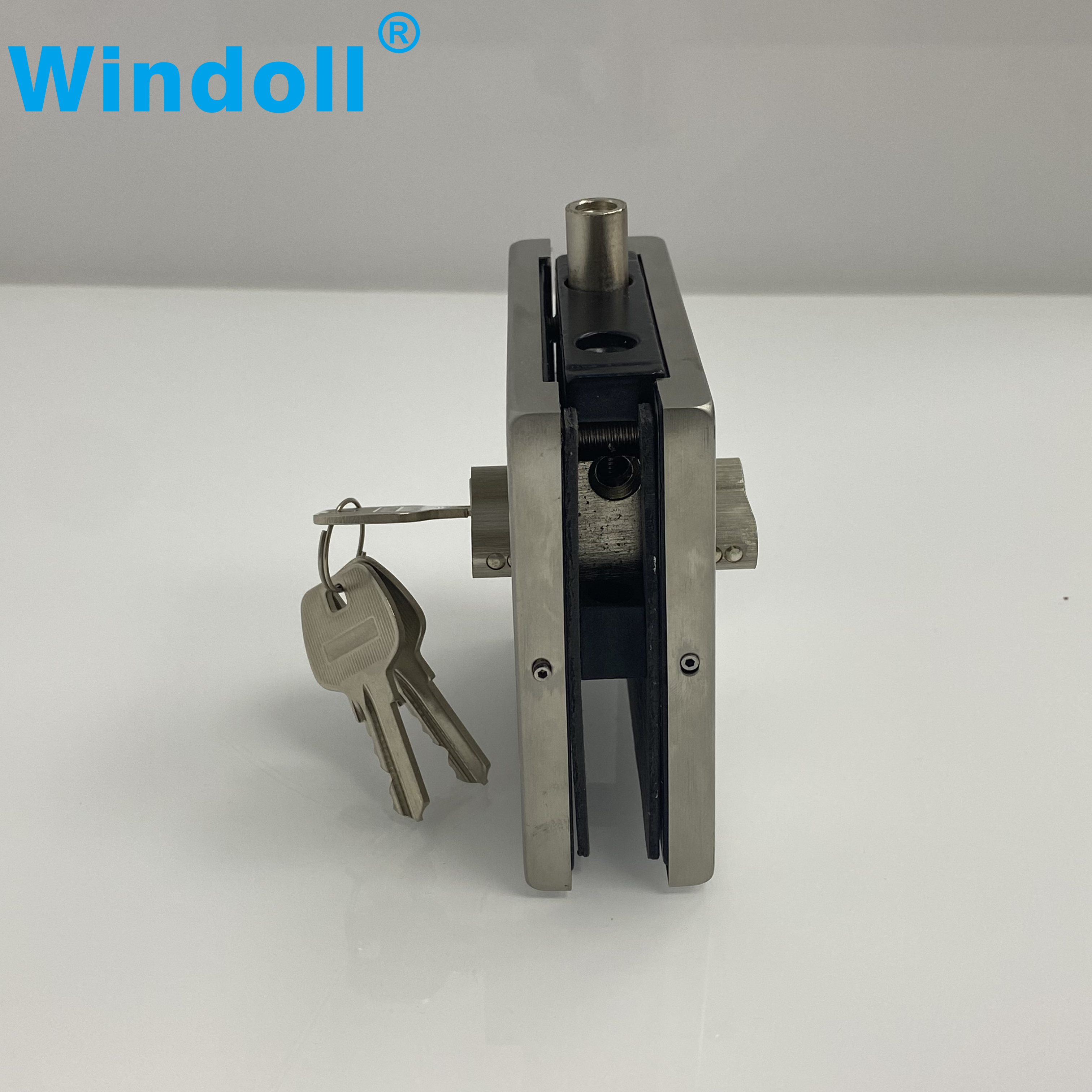 SS304 Aluminium Glass Door Central Square Lock Frameless Office Security Toughened Glass Door Lock