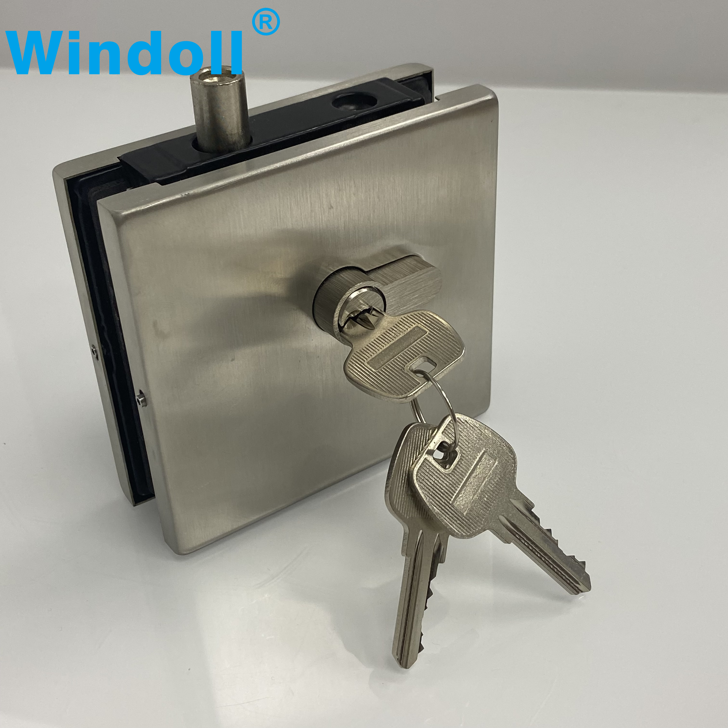 SS304 Aluminium Glass Door Central Square Lock Frameless Office Security Toughened Glass Door Lock
