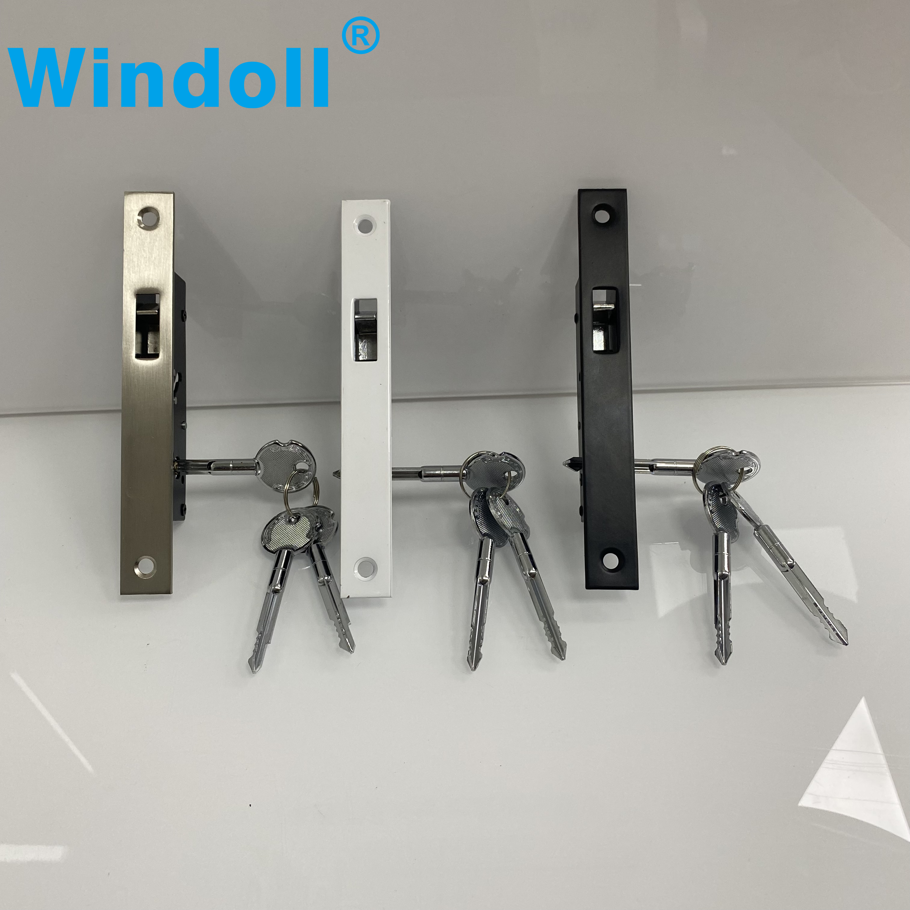 Durble Aluminum Alloy Sliding Door Hook Lock Cross-shaped Key Bolt Locks For Framed Glass Door