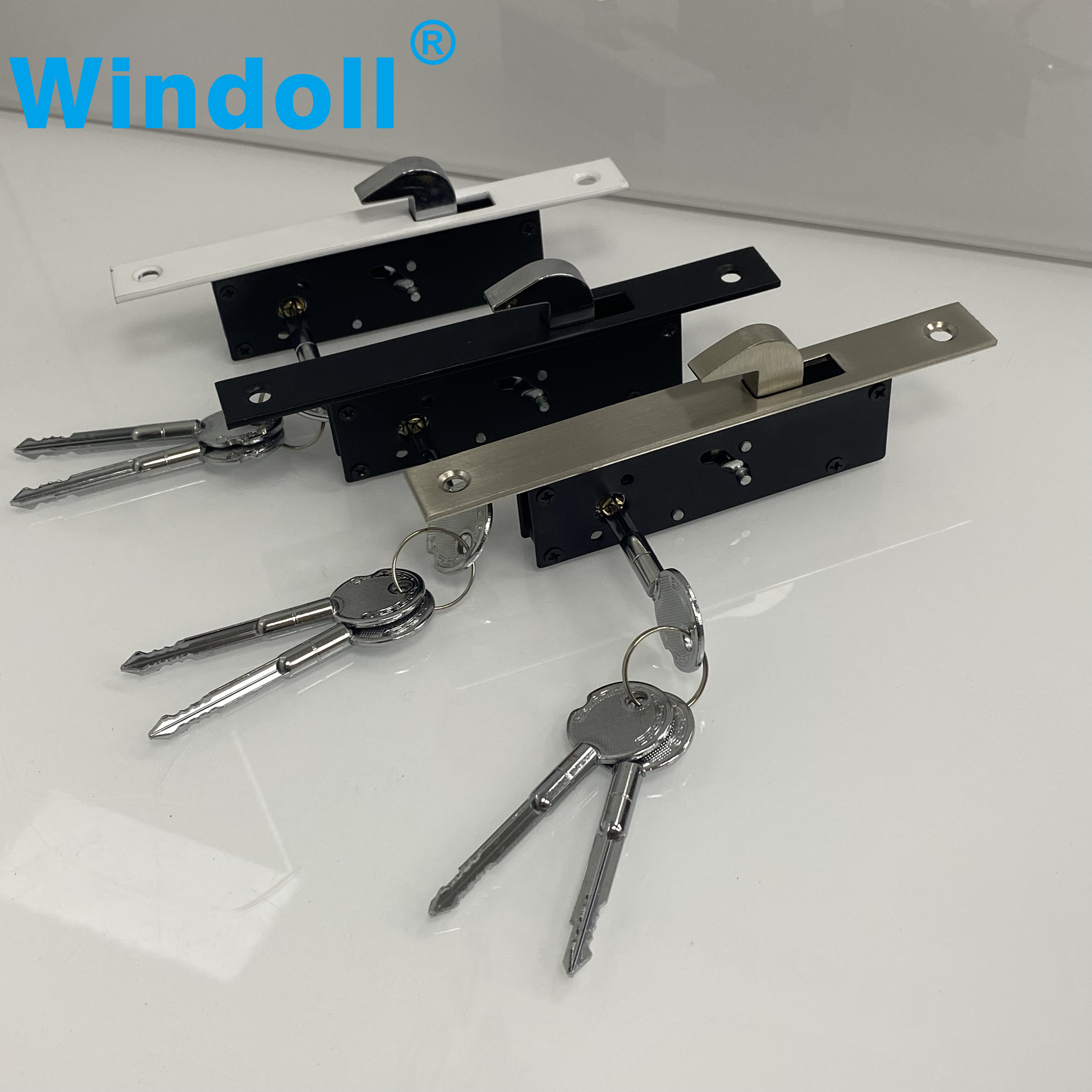 Durble Aluminum Alloy Sliding Door Hook Lock Cross-shaped Key Bolt Locks For Framed Glass Door