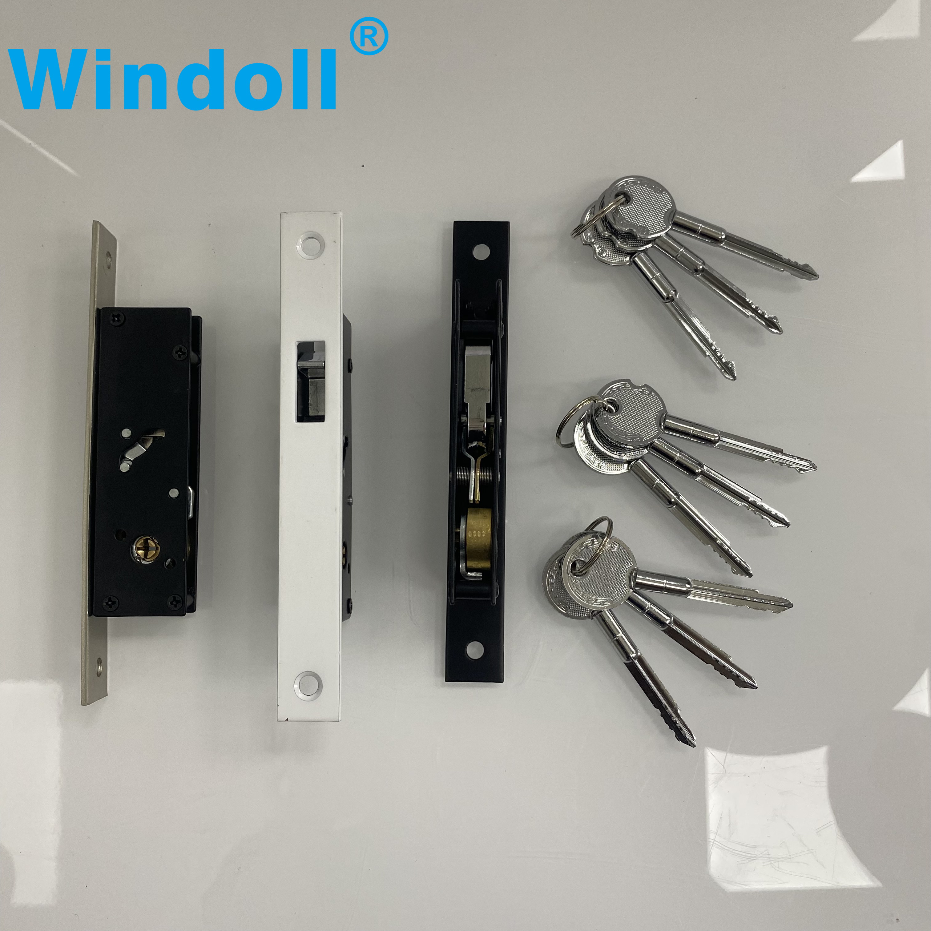 Durble Aluminum Alloy Sliding Door Hook Lock Cross-shaped Key Bolt Locks For Framed Glass Door